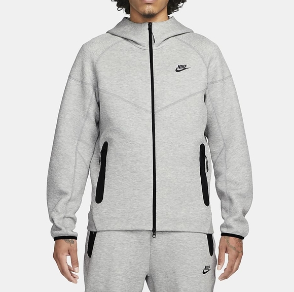 Nike Tech Fleece Windrunner Hooded Jacket Men's XL Heather Grey Black Pockets LE - Picture 1 of 16